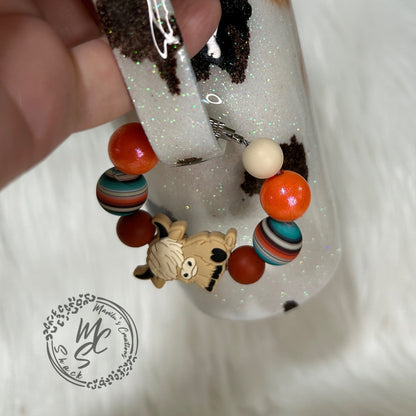 Stanley cup charm, highland cattle cow tumbler handle beads charm, silicone beads charm for tumbler handles