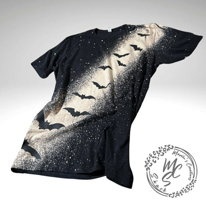 Bat Black T-shirt bleach distressed bats top, Halloween or any occasion shirt