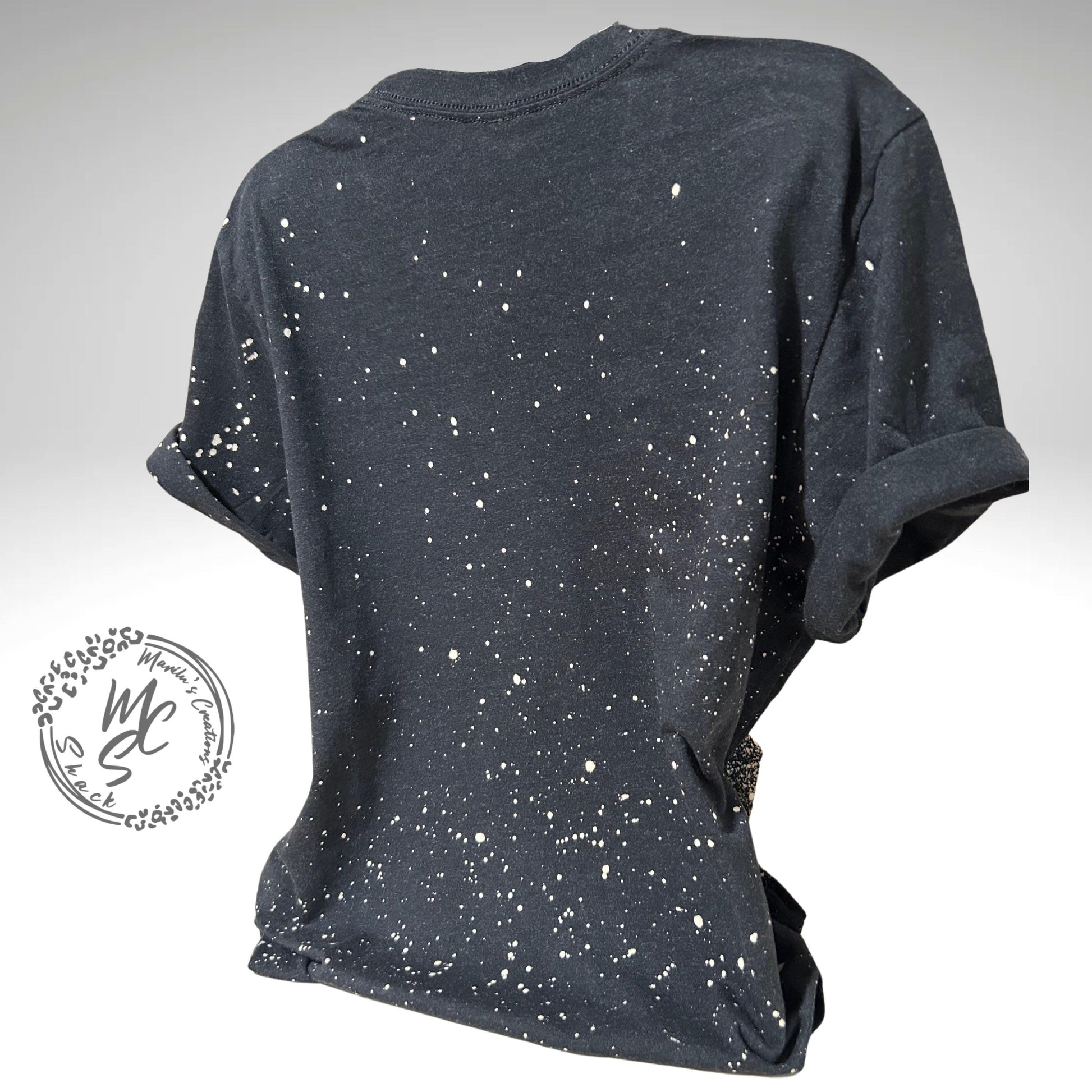 Black T-shirt bleach distressed bats top, Halloween or any occasion shirt. Gift for her.