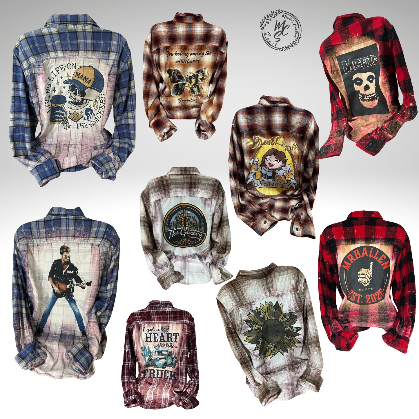 Flannels Bleached/Distressed/Vintage Customized (Choose your flannel size, color and send me a picture or the idea for your design)