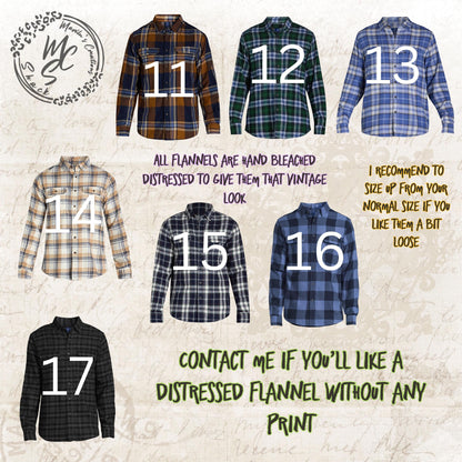 Flannels Bleached/Distressed/Vintage Customized (Choose your flannel size, color and send me a picture or the idea for your design)