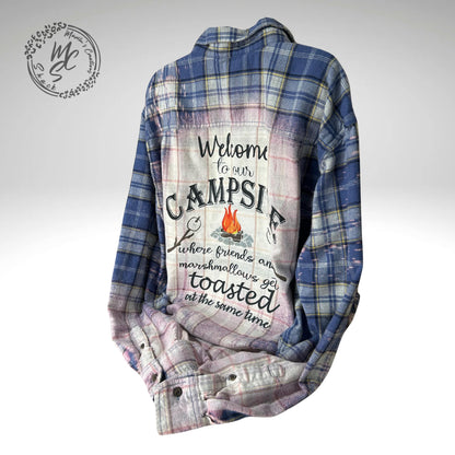 Flannels Bleached/Distressed/Vintage. Welcome to our Campsite design. Choose your flannel shirt size.