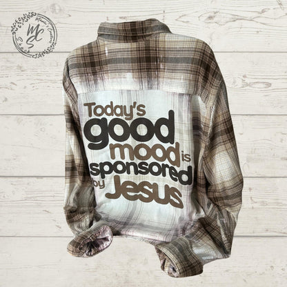 Flannel Today’s Good Mood is sponsored by Jesus Bleached/Distressed. Choose your flannel size and color.