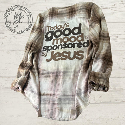 Flannel Today’s Good Mood is sponsored by Jesus Bleached/Distressed. Choose your flannel size and color.