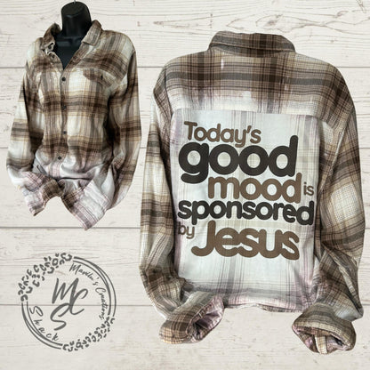 Flannel Today’s Good Mood is sponsored by Jesus Bleached/Distressed. Choose your flannel size and color.