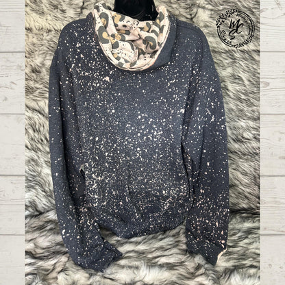 Hoodie Bleached/Distressed (Classy until Kickoff) leopard print cute football sweatshirt, pullover animal print sweater, cheetah print hood.