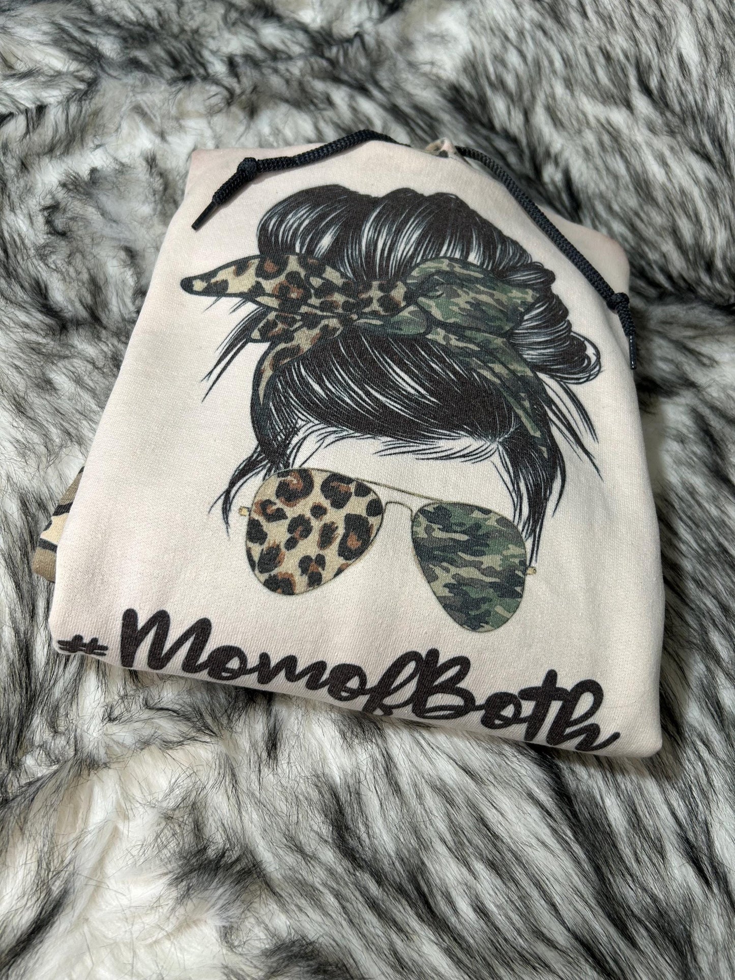 Bleached Leopard Print Hoodie: Mama of Both Messy Bun Sweatshirt