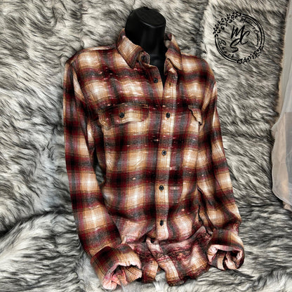 Flannel Love, Peace, Unity, Faith, Joy, Hope Bleached/Distressed. Hippie Flannel, choose your flannel size and color. Gift for her.