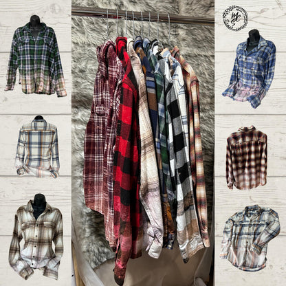 Flannels Bleached/Distressed/Vintage look Plaid, shirts for women and men unique flannels, they are distressed, without any designs.
