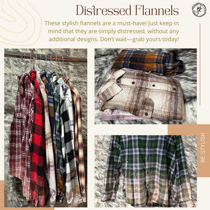 Bleached Distressed Plaid Flannel Shirt: Vintage Style Cotton Blend