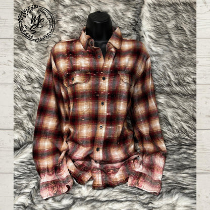 Flannel Love, Peace, Unity, Faith, Joy, Hope Bleached/Distressed. Hippie Flannel, choose your flannel size and color. Gift for her.