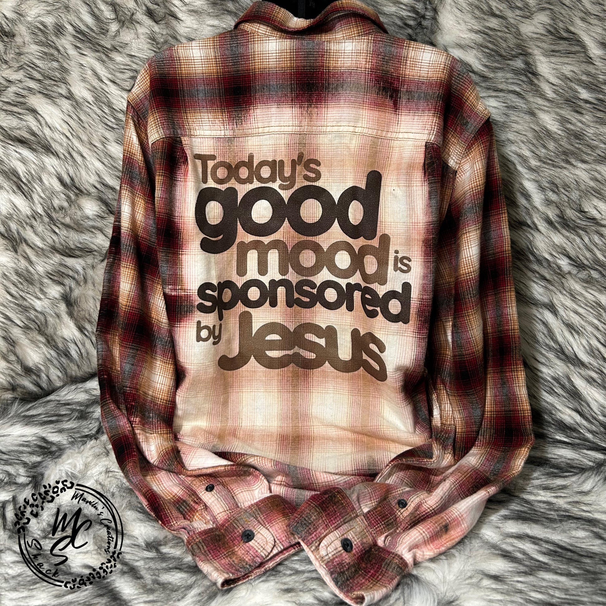 Flannel Today’s Good Mood is sponsored by Jesus Bleached/Distressed. Choose your flannel size and color.