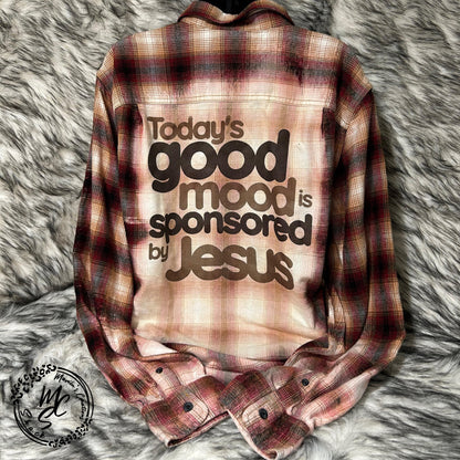 Flannel Today’s Good Mood is sponsored by Jesus Bleached/Distressed. Choose your flannel size and color.