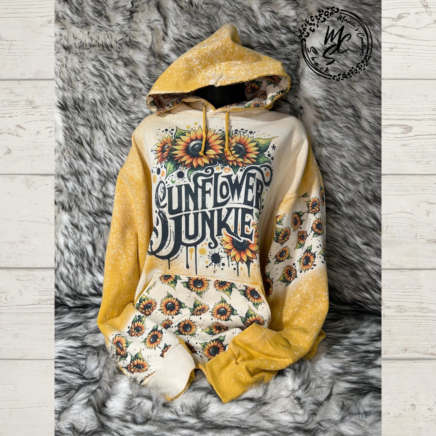 Bleached Sunflower Hoodie: Boho Floral Graphic Print