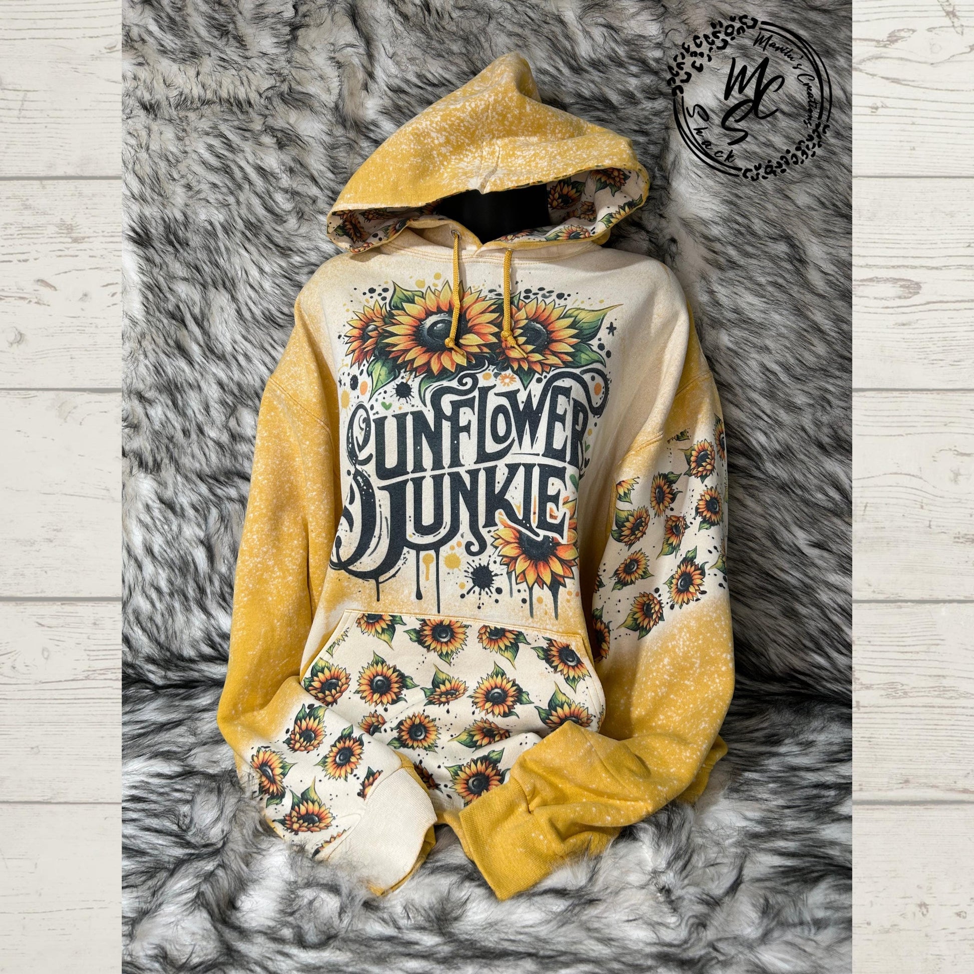 Bleached Sunflower Hoodie: Boho Floral Graphic Print