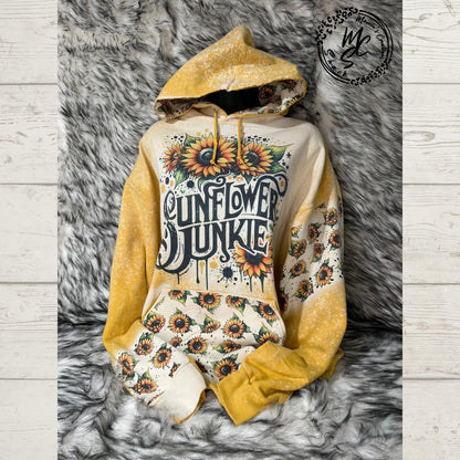 Bleached Sunflower Hoodie: Boho Floral Graphic Print