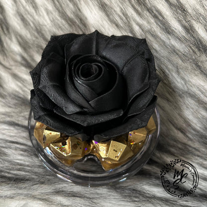 Black Rose removable topper and lid for different size tumblers. Rose Flower Black and Gold topper replacement lid. Faux Tumbler top