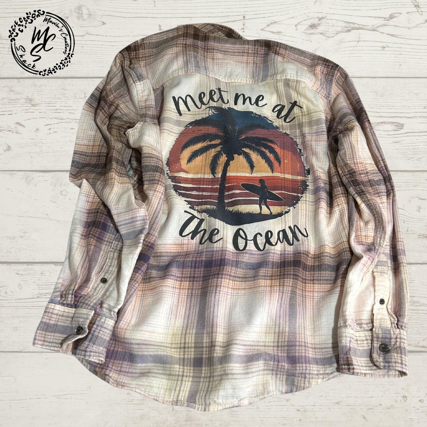 Bleached Flannel Shirt: Meet Me at the Ocean, Distressed Plaid
