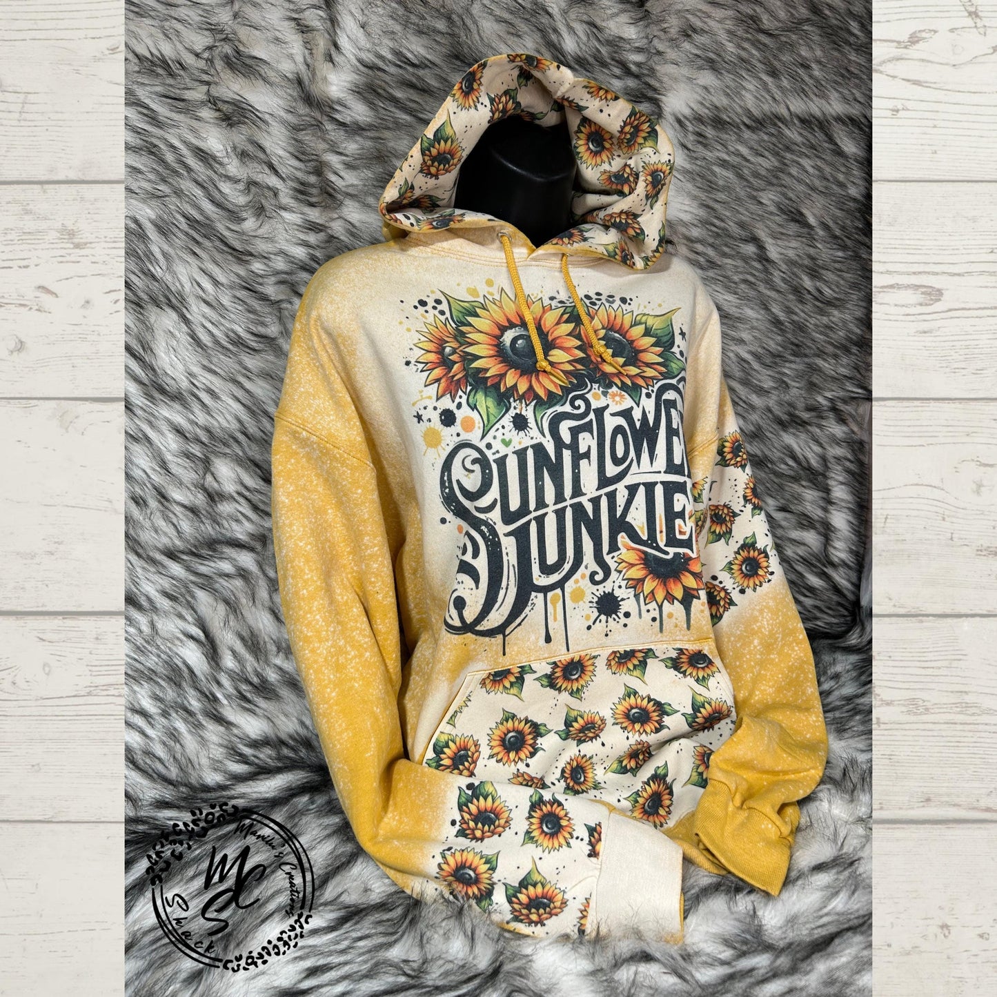 Bleached Sunflower Hoodie: Boho Floral Graphic Print