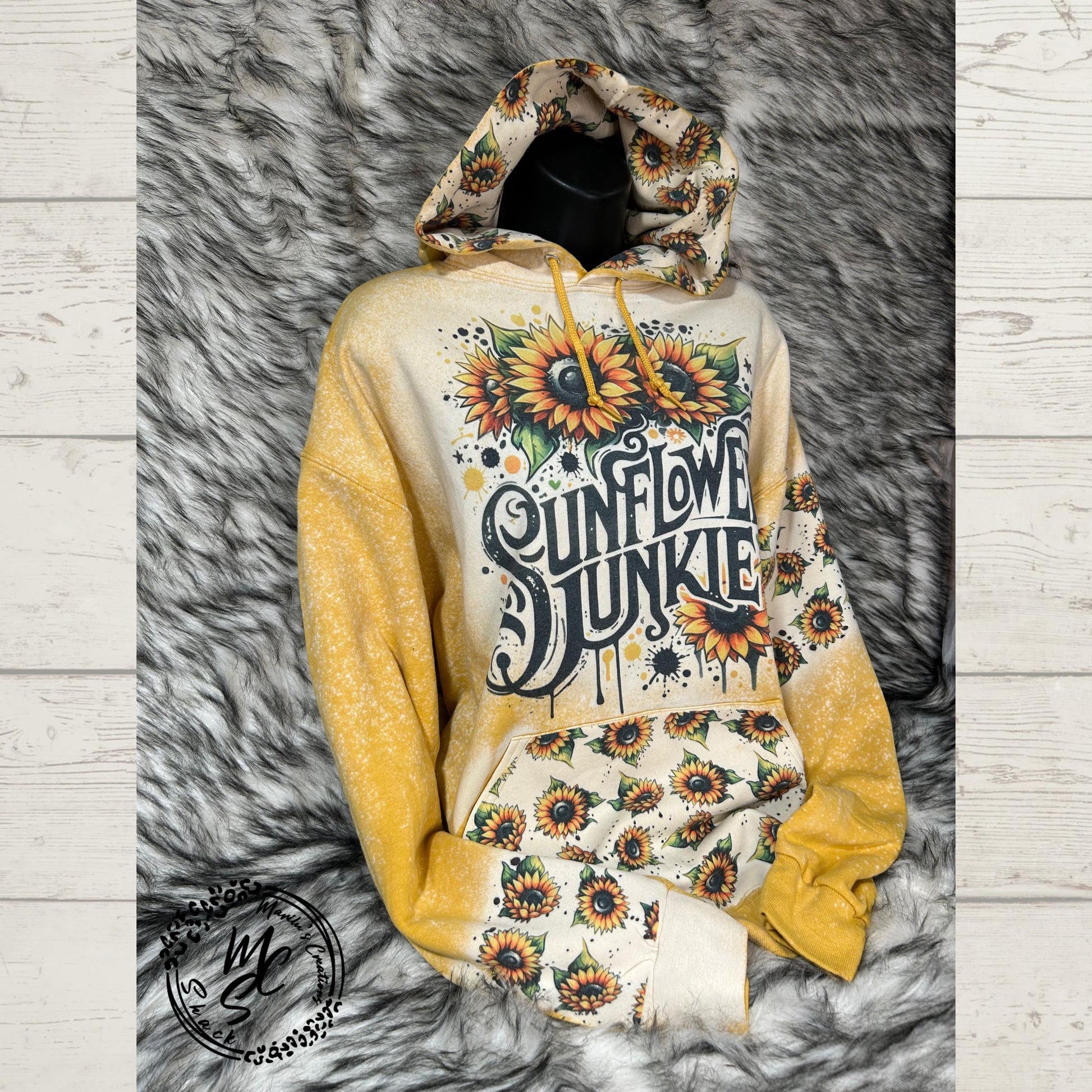 Bleached Sunflower Hoodie: Boho Floral Graphic Print