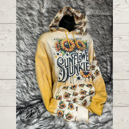 Bleached Sunflower Hoodie: Boho Floral Graphic Print