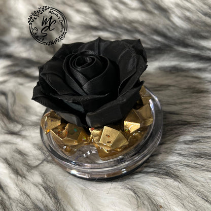 Black Rose removable topper and lid for different size tumblers. Rose Flower Black and Gold topper replacement lid. Faux Tumbler top