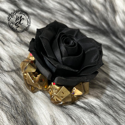 Black Rose removable topper and lid for different size tumblers. Rose Flower Black and Gold topper replacement lid. Faux Tumbler top