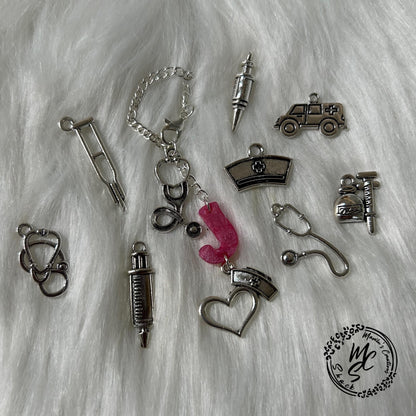 Personalized Medical Charm for 40oz Stanley or Dupes or any tumbler with handle, accessories for tumbler handles, letter charm for cups.
