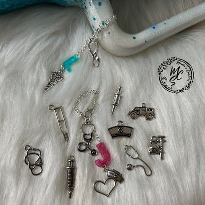 Personalized Medical Charm for 40oz Stanley or Dupes or any tumbler with handle, accessories for tumbler handles, letter charm for cups.