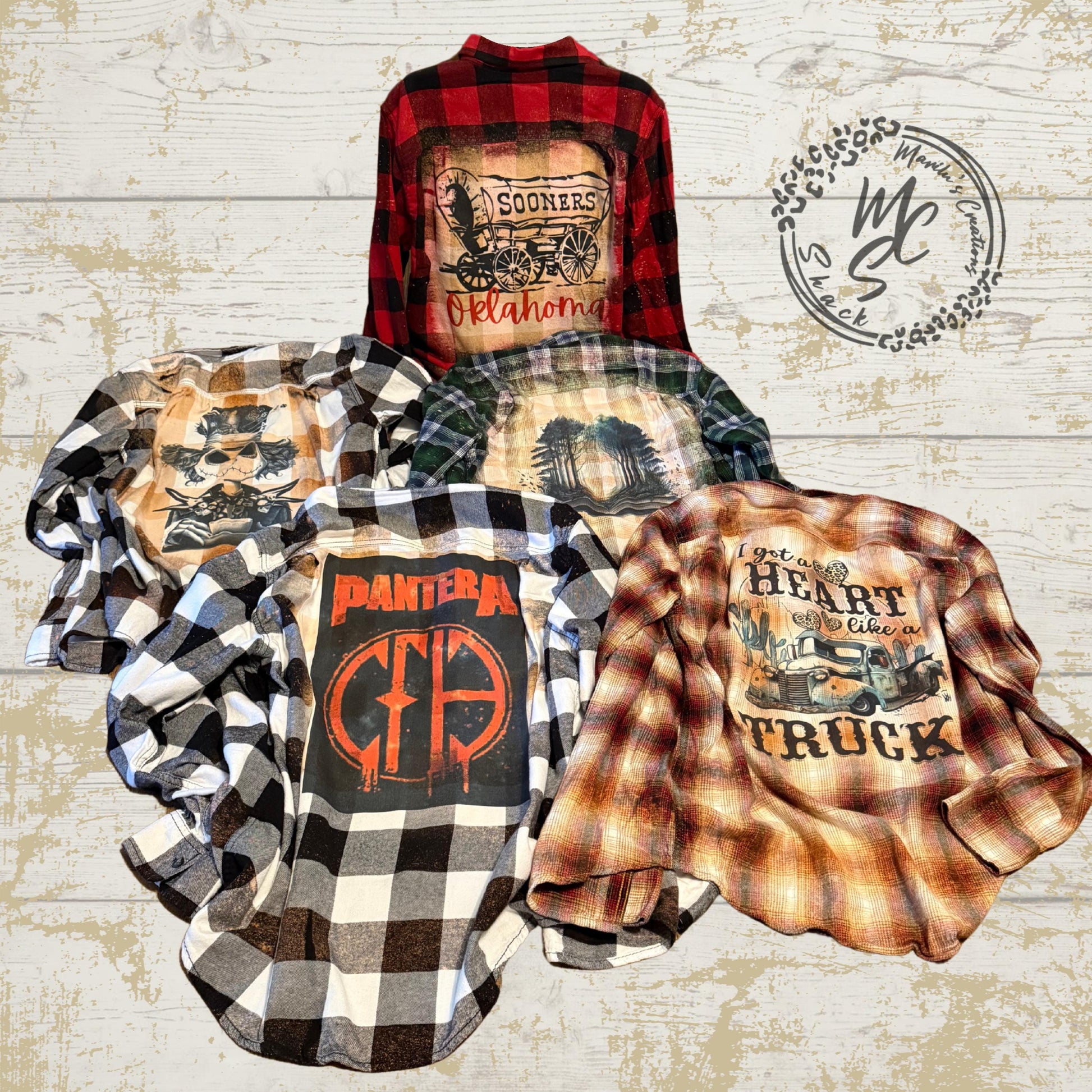 Custom Bleached Distressed Flannel Shirt - One of a Kind Vintage Style