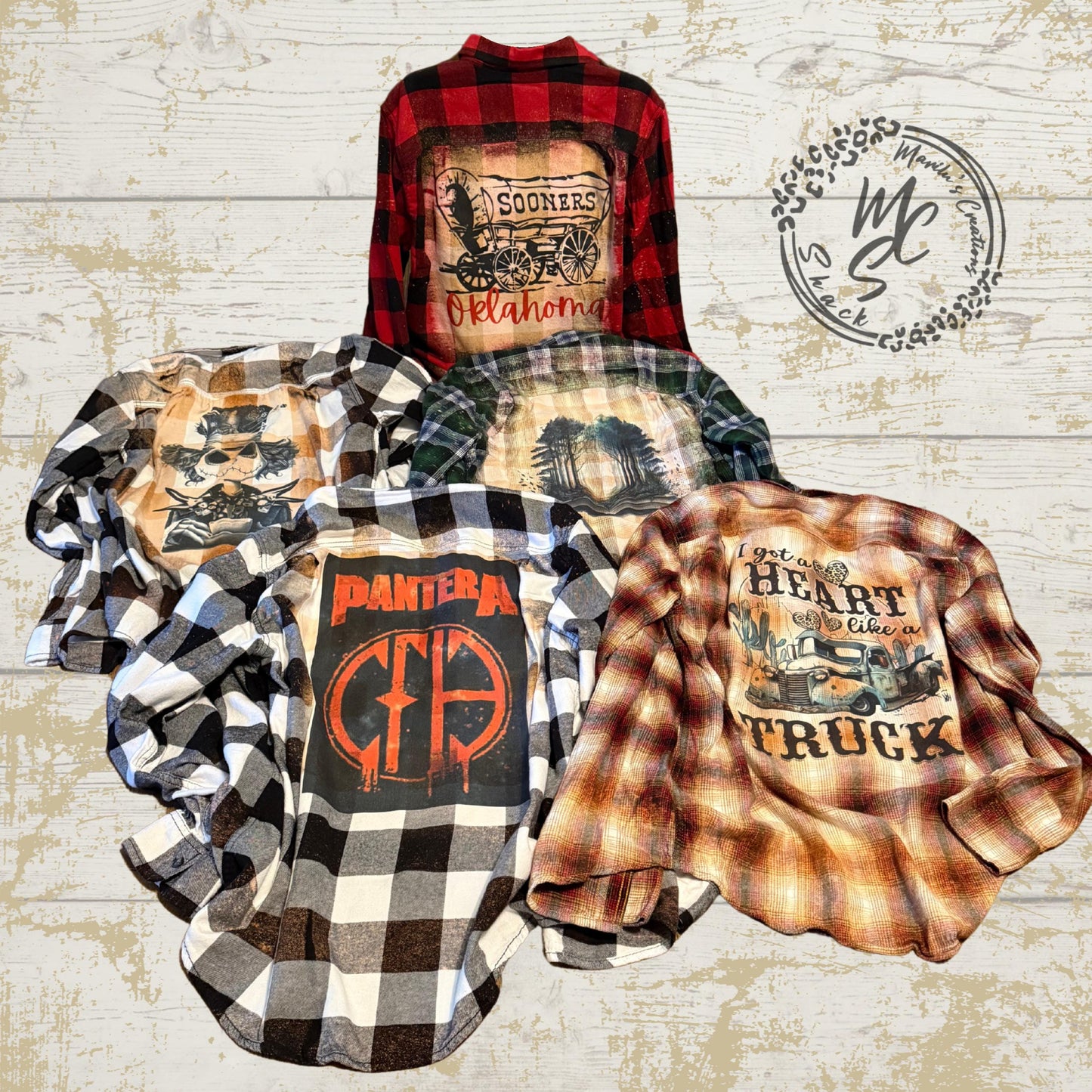 Custom Bleached Distressed Flannel Shirt: Vintage Style Design