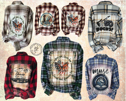 Flannels Bleached/Distressed/Vintage Customized (Choose your flannel size, color and send me a picture or the idea for your design)