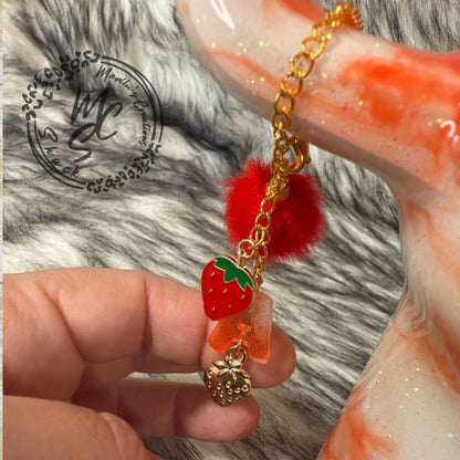 Strawberry Tumbler Handle Charm: Personalized Initial Clip-On Accessory