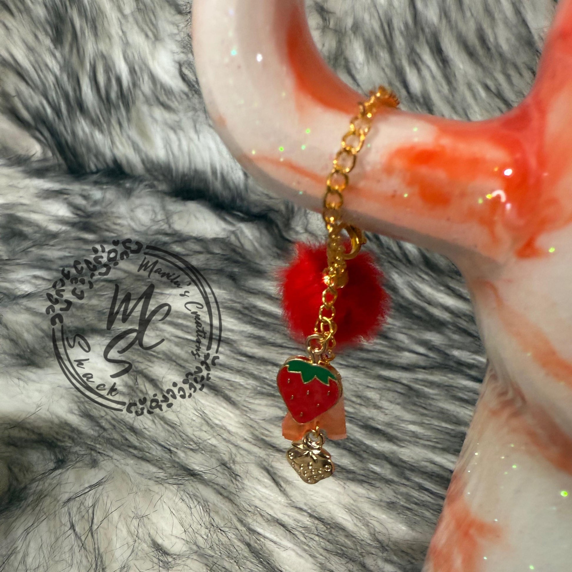 Charm for Stanley, Accessories tumbler handles, Strawberry Themed Charms and personalized letter charm. Gift for her. Gift for teacher.