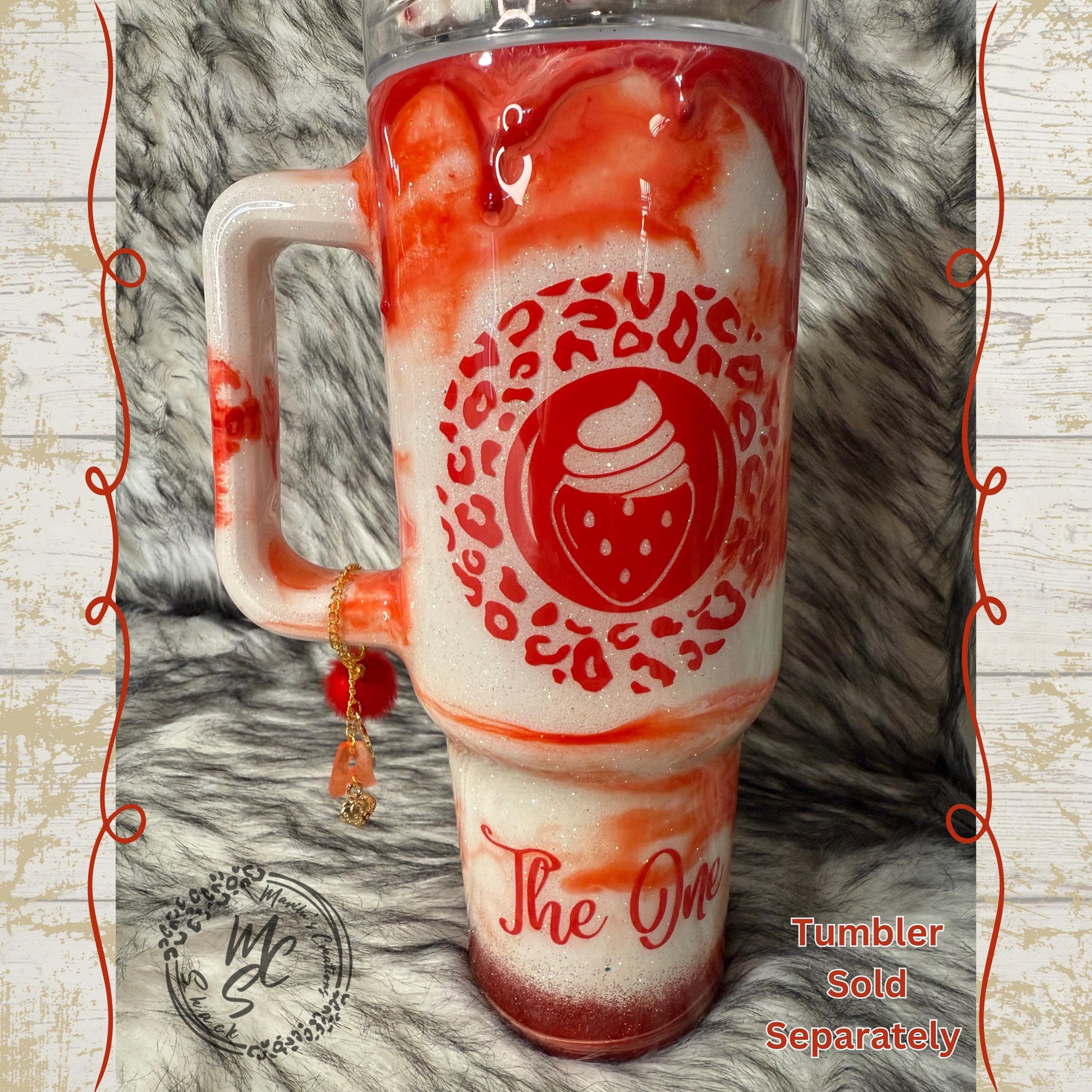 Charm for Stanley, Accessories tumbler handles, Strawberry Themed Charms and personalized letter charm. Gift for her. Gift for teacher.