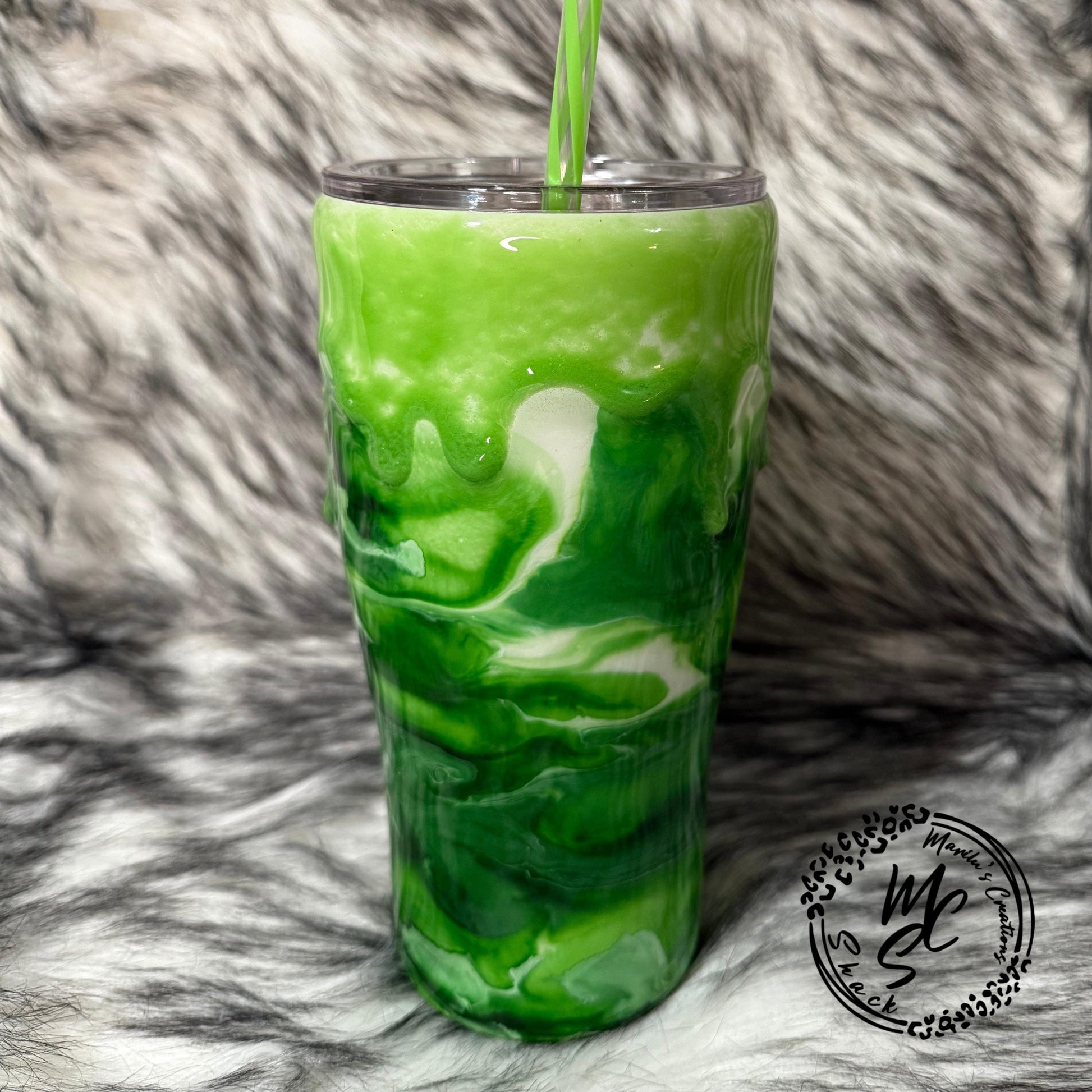 Matcha Latte Tumbler: Insulated Stainless Steel Mug with Straw & Faux Whipped Cream