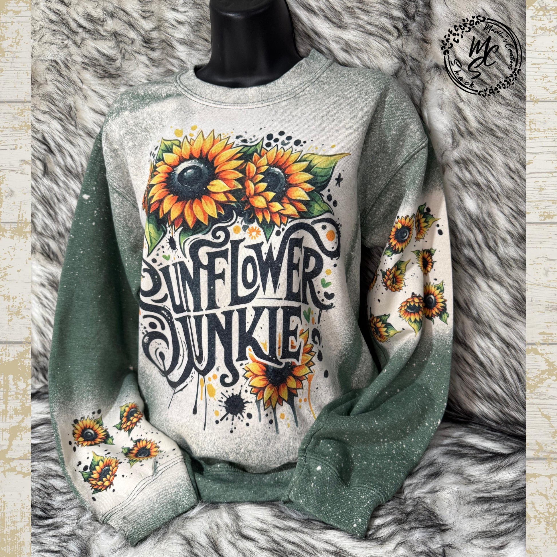 Boho Sunflowers sweatshirt, Floral Western sunflower Sweater, Cute Sunflower Junkie crew neck shirt sweater with sunflower prints.