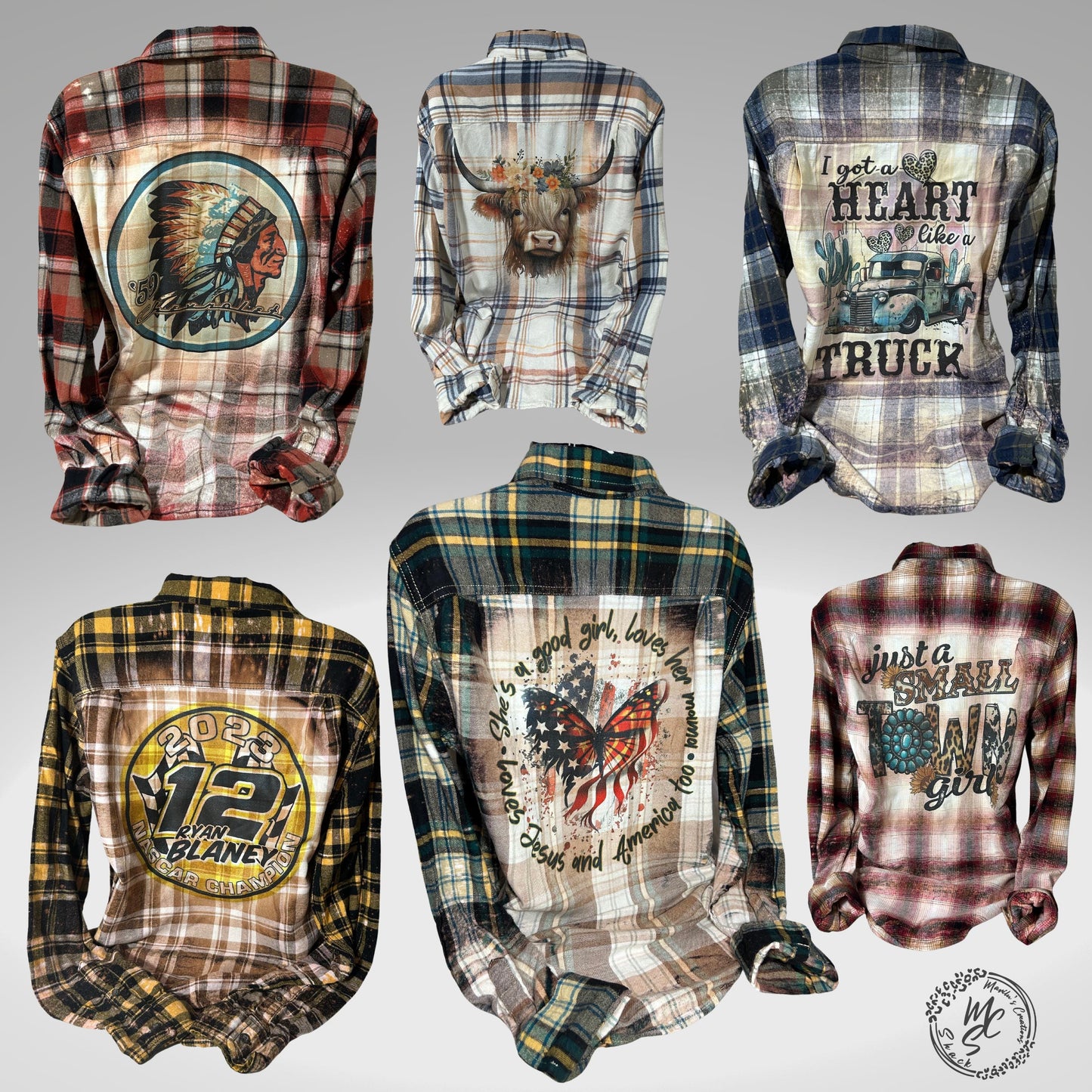 Custom Bleached Distressed Flannel Shirt: Vintage Style Design