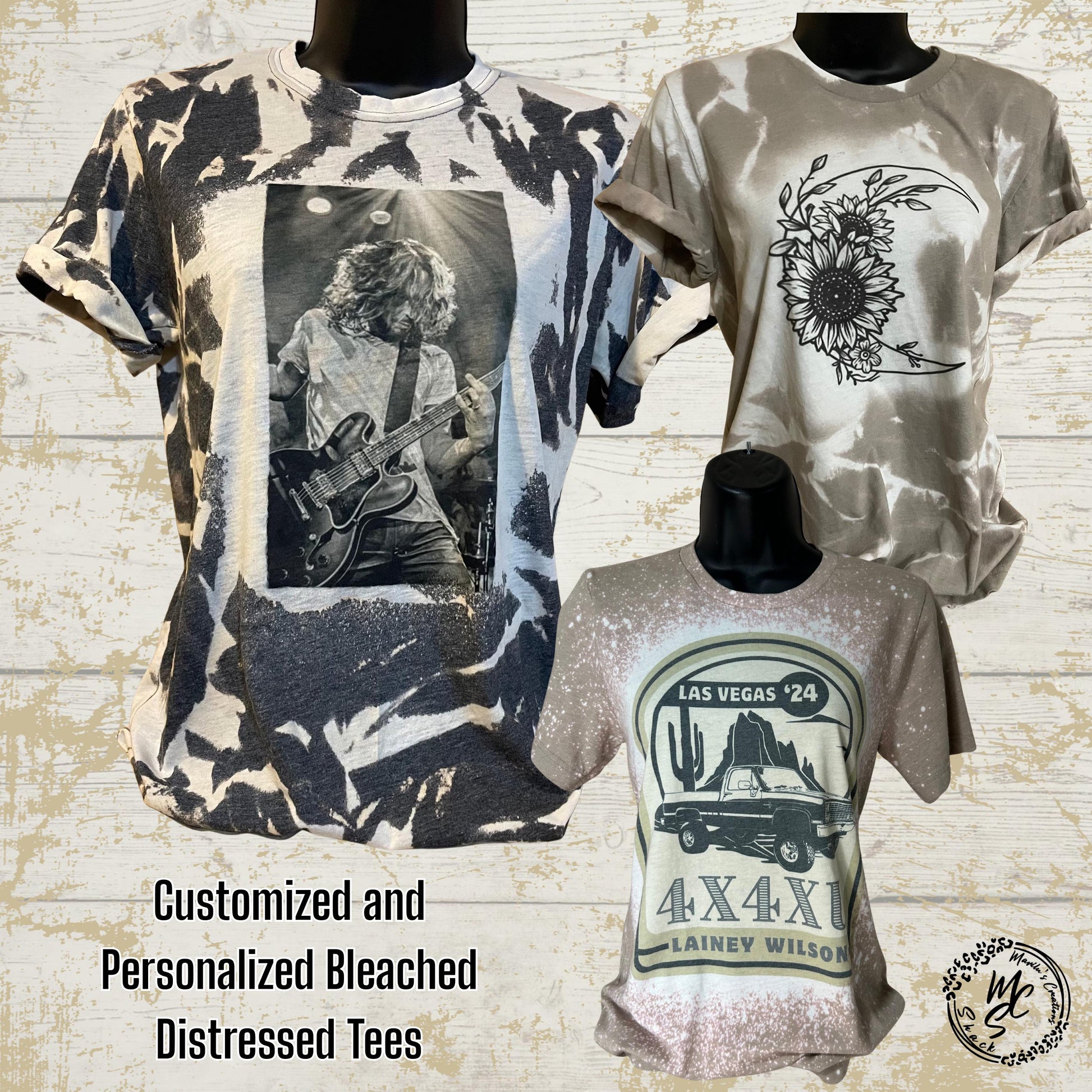 Bleached/Distressed personalized T-shirts (Choose your shirt size, color and send me a picture or the idea for your design), Custom tee.