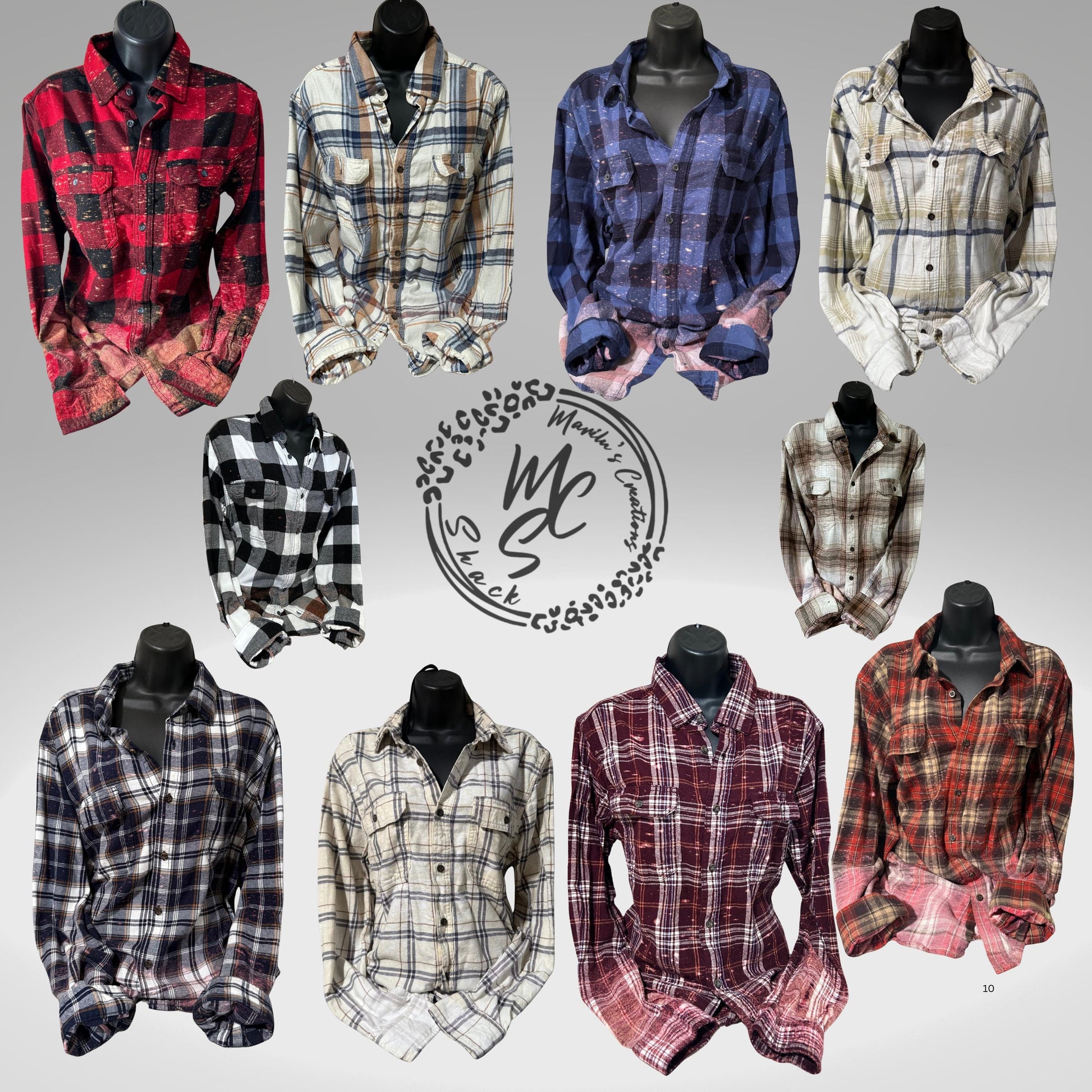 Custom Bleached Distressed Flannel Shirt: Vintage Style Design