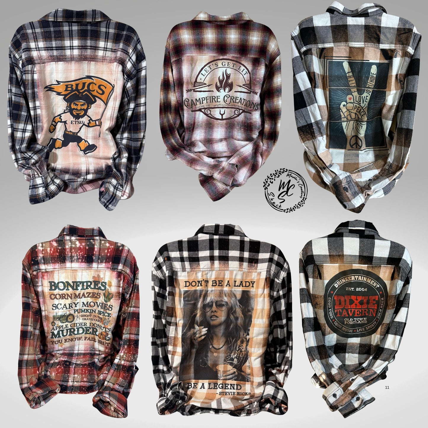 Custom Bleached Distressed Flannel Shirt: Vintage Style Design