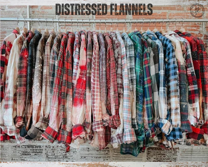 Bleached Distressed Plaid Flannel Shirt: Vintage Style Cotton Blend