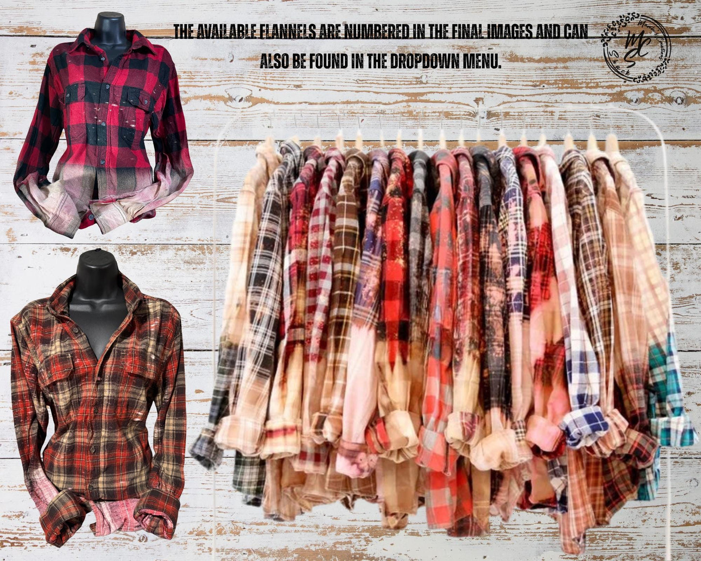 Bleached Distressed Plaid Flannel Shirt: Vintage Style Cotton Blend