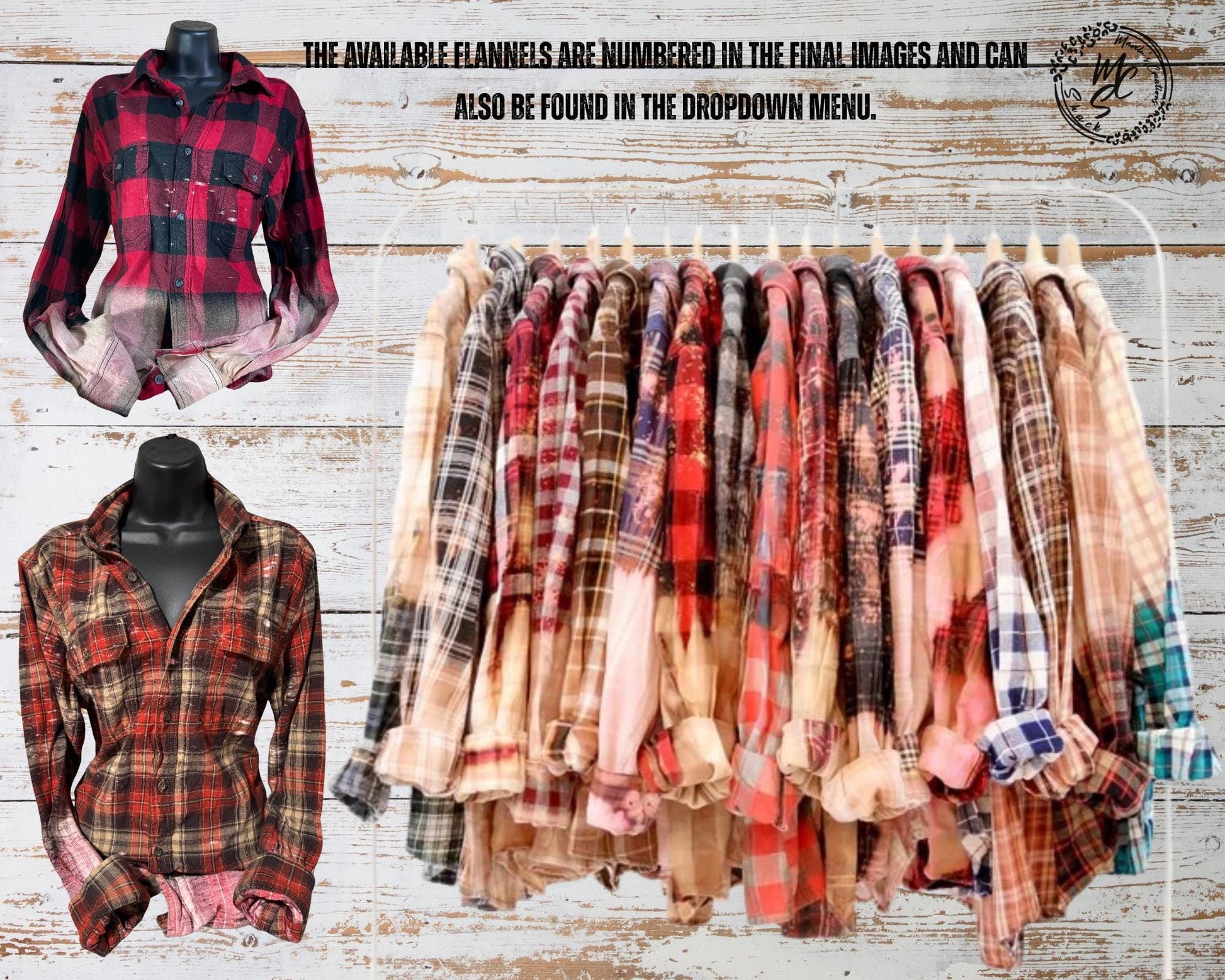 Bleached Distressed Plaid Flannel Shirt: Vintage Style Cotton Blend