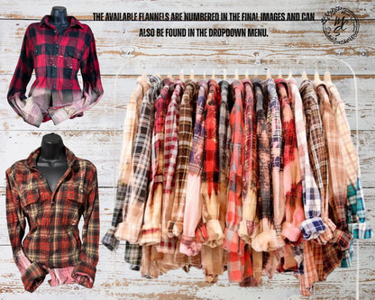 Bleached Distressed Plaid Flannel Shirt: Vintage Style Cotton Blend