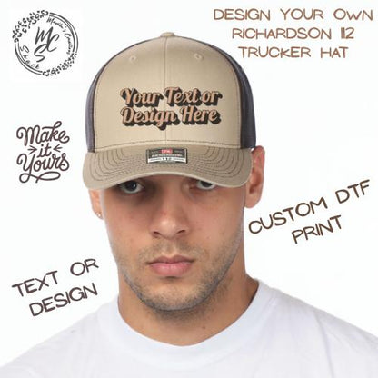 Design Your Own Richardson 112 Trucker Hat | Custom DTF Print | Personalized Snapback