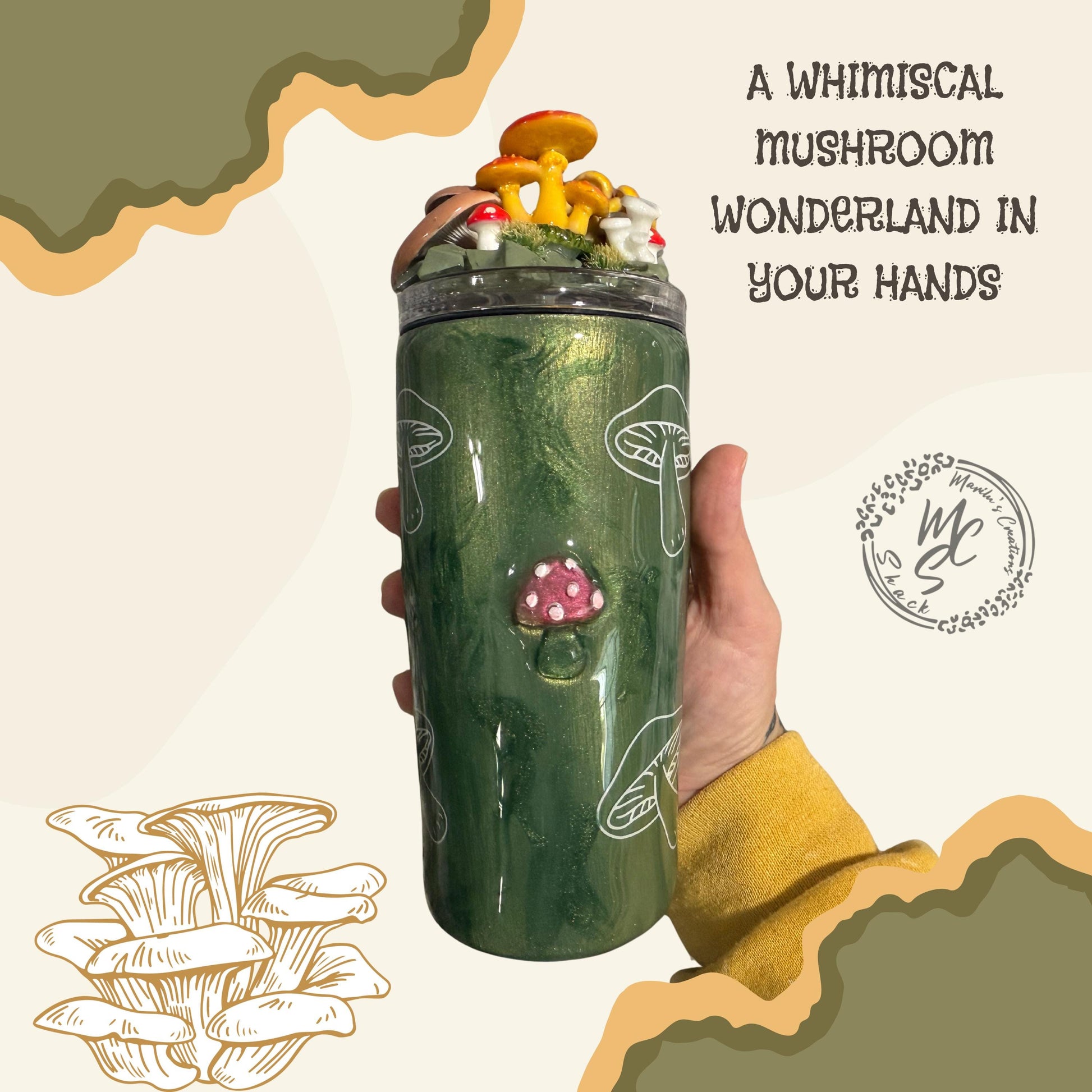 3D Mushroom Tumbler: Nature Cup with Removable Topper