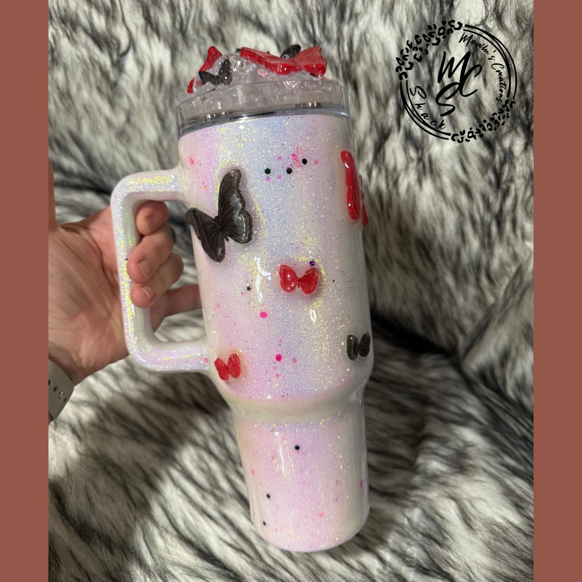 3D Butterfly Tumbler: Personalized Stainless Steel Cup with Lid