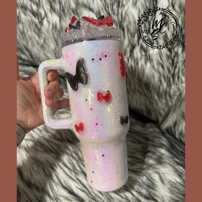 3D Butterfly Tumbler: Personalized Stainless Steel Cup with Lid