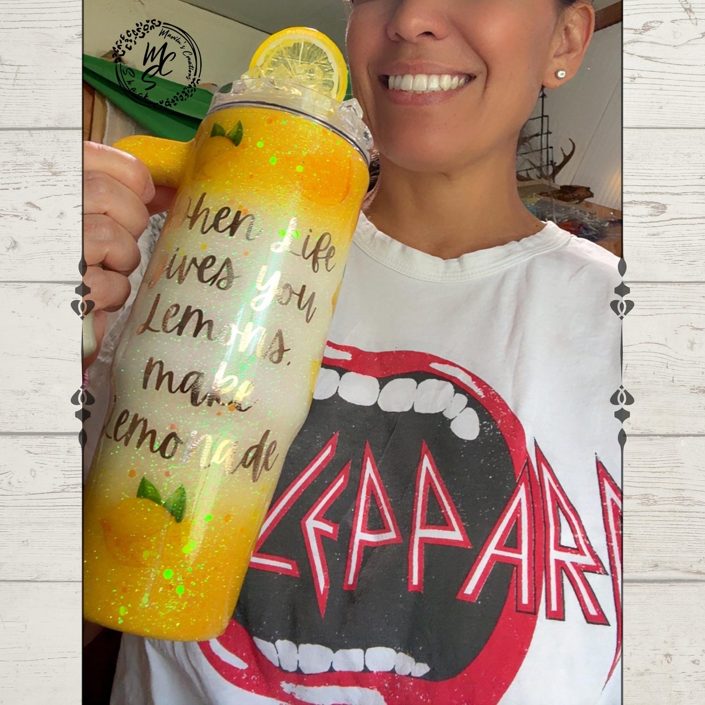 Handmade Lemon Epoxy Tumbler, Insulated Stainless Steel Coffee Cup, Lemonade Quote